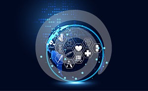 Abstract health medical science healthcare icon digital technology world concept modern innovation,Treatment,medicine on hi tech