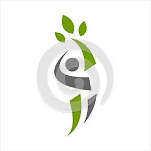 abstract healthy people logo with herbal and green elements