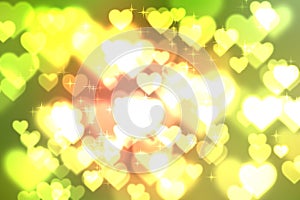 Abstract heart bokeh bright background