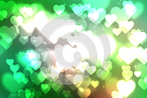 Abstract heart bokeh bright background