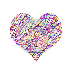Abstract heart with bright colorful messy pattern