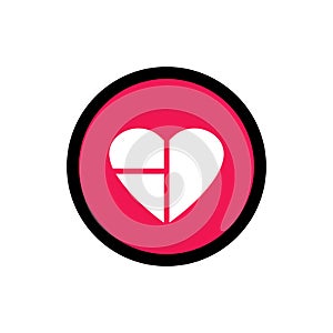 Abstract heart in circle shape, love logo icon design