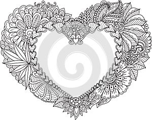 Abstract heart for coloring book, engraving, print on stuffs, decorations photo