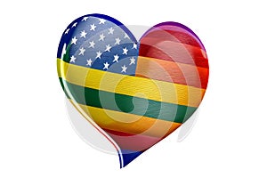 Abstract heart colours of the Pride flag the rainbow symbol of homosexual gay and LGTB lesbian people of the USA