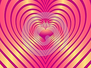 Abstract Heart in flames. Colorful heart reflection and illustration for love, girl, woman.