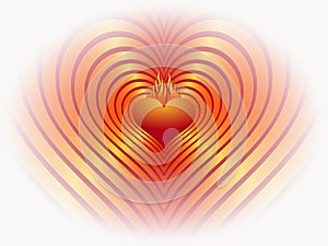 Abstract Heart in flames. Colorful heart reflection and illustration for love, girl, woman.