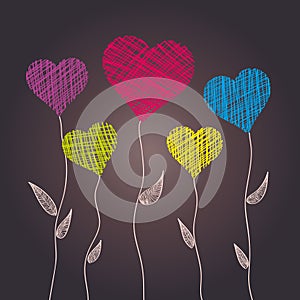 Abstract heart flowers