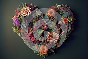 Abstract Heart Flowers. Generative AI