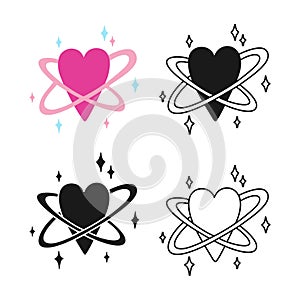 Abstract heart love cartoon symbol doodle stylized set Valentine invitation romantic design vector