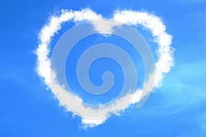 Abstract heart love concept draw on the blue sky with white clouds background with alpha channel matte, valentine day holiday even