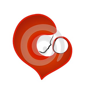 Abstract heart with mother and son. Vector logo symbol