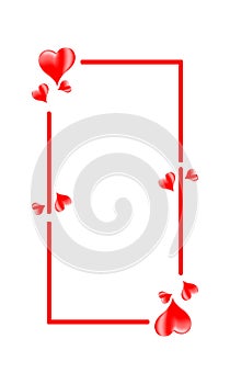 Abstract heart shape frame. Vector illustration. Red heart icon in flat style. The heart as a symbol of love. Amazing, draw.