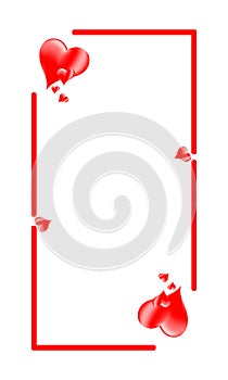 Abstract heart shape frame. Vector illustration. Red heart icon in flat style. The heart as a symbol of love. Amazing, draw.