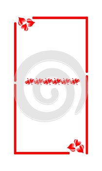 Abstract heart shape frame. Vector illustration. Red heart icon in flat style. The heart as a symbol of love. Amazing, draw.