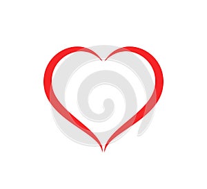 Abstract heart shape outline care Vector illustration. Red heart icon in flat style.