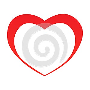 Abstract heart shape outline. Vector illustration. Red heart icon in flat style. The heart as a symbol of love.