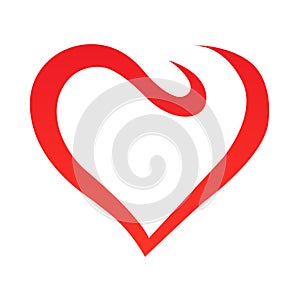 Abstract heart shape outline. Vector illustration. Red heart icon in flat style. The heart as a symbol of love.