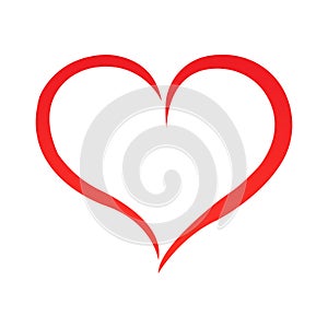 Abstract heart shape outline. Vector illustration. Red heart icon in flat style. The heart as a symbol of love.