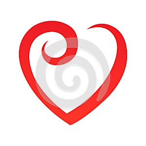 Abstract heart shape outline. Vector illustration. Red heart icon in flat style. The heart as a symbol of love.