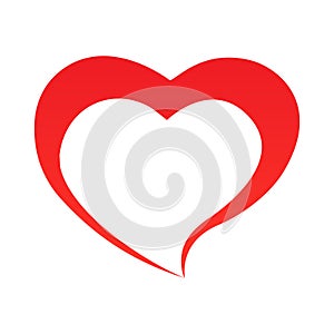 Abstract heart shape outline. Vector illustration. Red heart icon in flat style. The heart as a symbol of love. photo