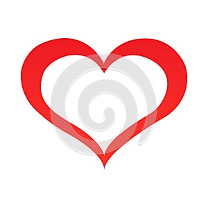 Abstract heart shape outline. Vector illustration. Red heart icon in flat style. The heart as a symbol of love.