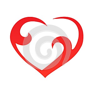 Abstract heart shape outline. Vector illustration. Red heart icon in flat style. The heart as a symbol of love. photo