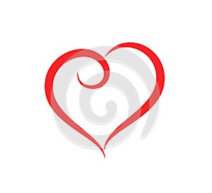 Abstract heart shape outline care Vector illustration. Red heart icon in flat style. photo