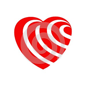 Abstract heart shape for valentine. Vector illustration. Red heart outline icon in flat style. The heart as a symbol of love