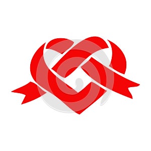 Abstract heart shape for valentine. Vector illustration. Red heart outline icon in flat style. The heart as a symbol of love