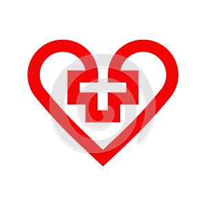 Abstract heart shape for valentine. Vector illustration. Red heart outline icon in flat style. The heart as a symbol of love