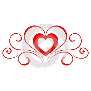 Abstract heart shape for valentine. Vector illustration. Red heart outline icon in flat style. The heart as a symbol of love