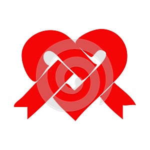 Abstract heart shape for valentine. Vector illustration. Red heart outline icon in flat style. The heart as a symbol of love