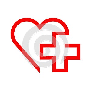 Abstract heart shape for valentine. Vector illustration. Red heart outline icon in flat style. The heart as a symbol of love