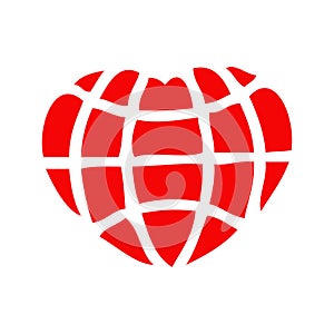 Abstract heart shape for valentine. Vector illustration. Red heart outline icon in flat style. The heart as a symbol of love