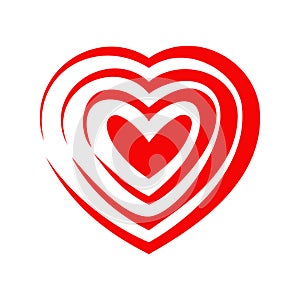 Abstract heart shape for valentine. Vector illustration. Red heart outline icon in flat style. The heart as a symbol of love