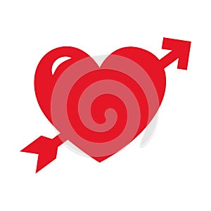 Abstract heart shape for valentine. Vector illustration. Red heart outline icon in flat style. The heart as a symbol of love