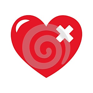 Abstract heart shape for valentine. Vector illustration. Red heart outline icon in flat style. The heart as a symbol of love