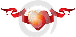 Abstract heart shape for valentine. Vector illustration. Red heart outline icon in flat style. The heart as a symbol of love