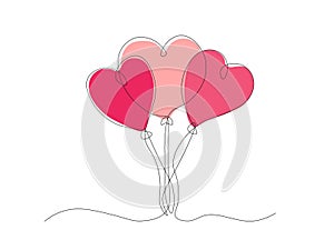 Abstract Heart Shaped Balloons Continuous One Line Art drawing
