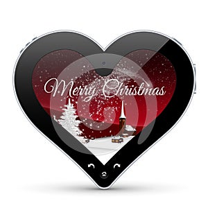 Abstract Heart Shaped Tablet Pc with Christmas Greeting