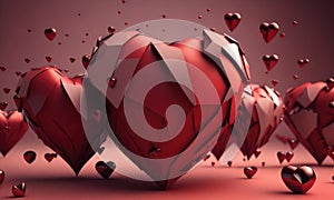 Abstract heart shapes flying as Valentine's Day concept