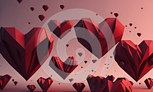 Abstract heart shapes flying as Valentine's Day concept