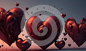 Abstract heart shapes flying as Valentine's Day concept