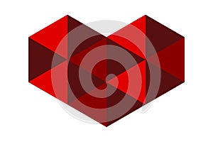 Abstract heart symbol. Geometric heart flat style. Vector illustration isolated on white.