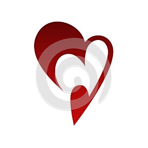 Abstract heart symbol, icon on white background.