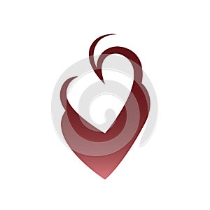 Abstract heart symbol, icon on white background.