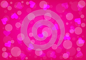 Abstract Hearts and bokeh for Valentines Day Pink Color Background