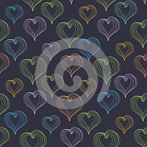 Abstract Hearts on a dark background