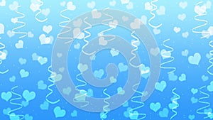 Abstract Hearts and Ribbons in Blue Background