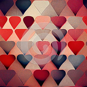 Abstract hearts seamless pattern background made with generative AI